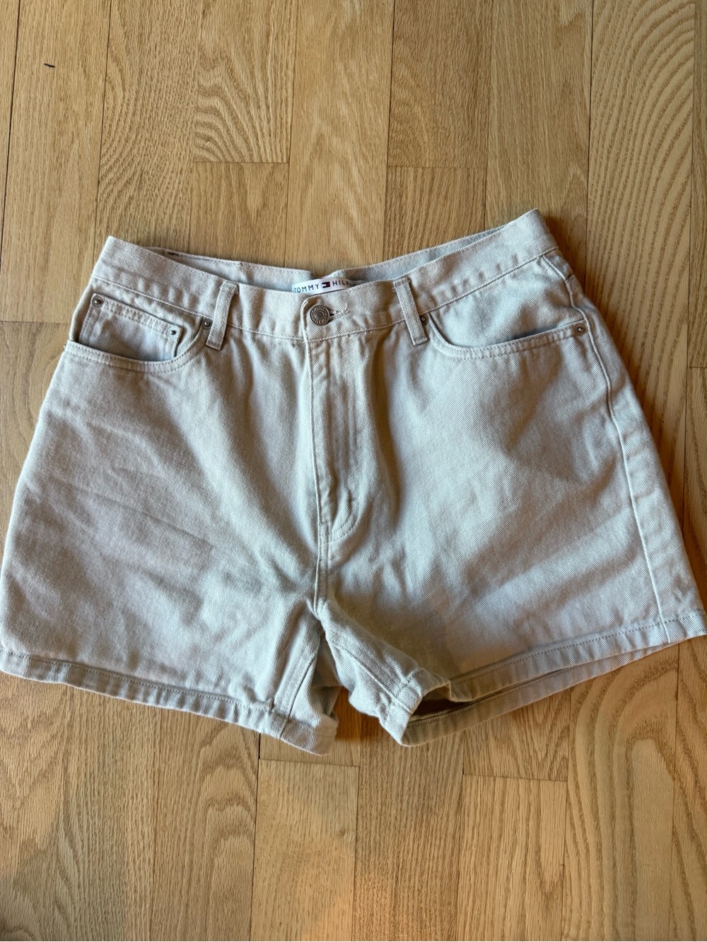 Tommy Hilfiger Neutral Cream Denim Shorts